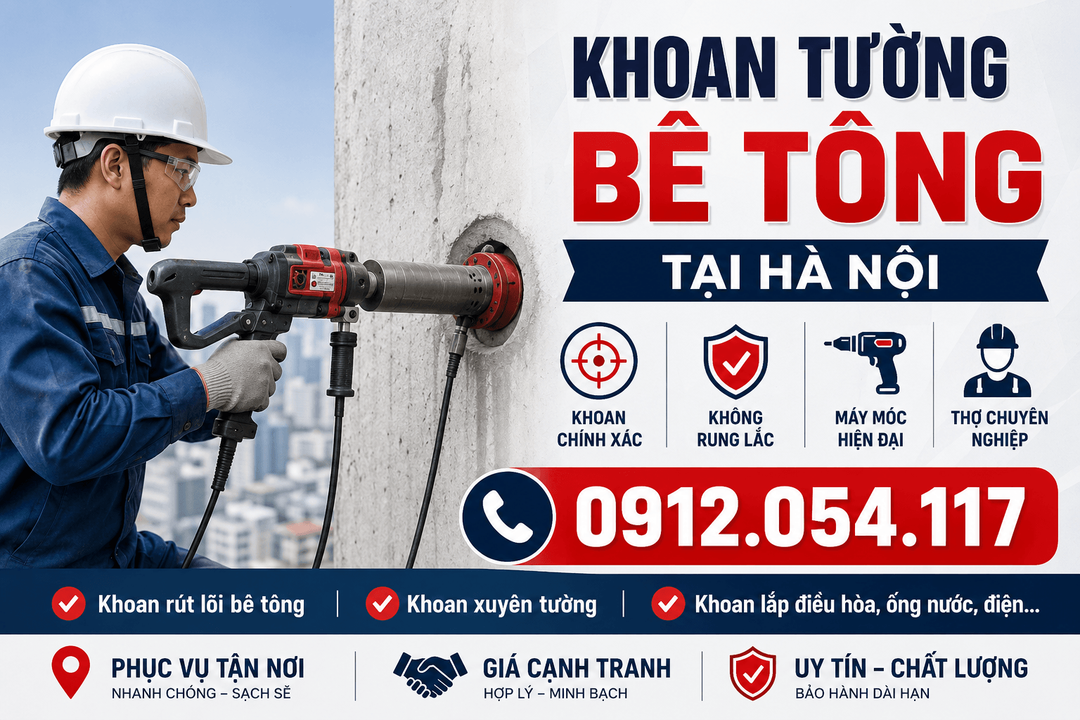 Khoan Tường Bê Tông ở Tại Hà Nội